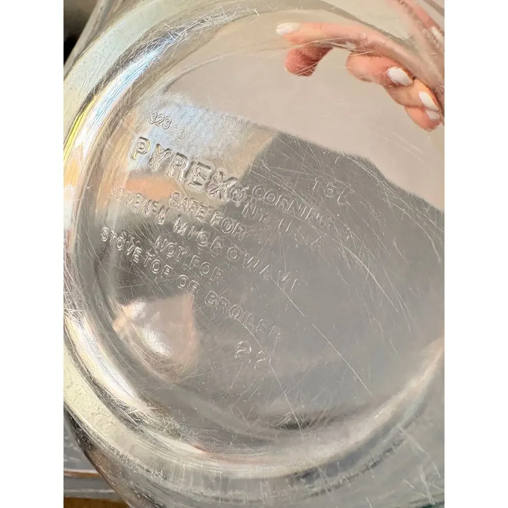 Vintage PYREX Clear Glass Mixing Bowls 321 322 323 Nesting Set of 3 USA
